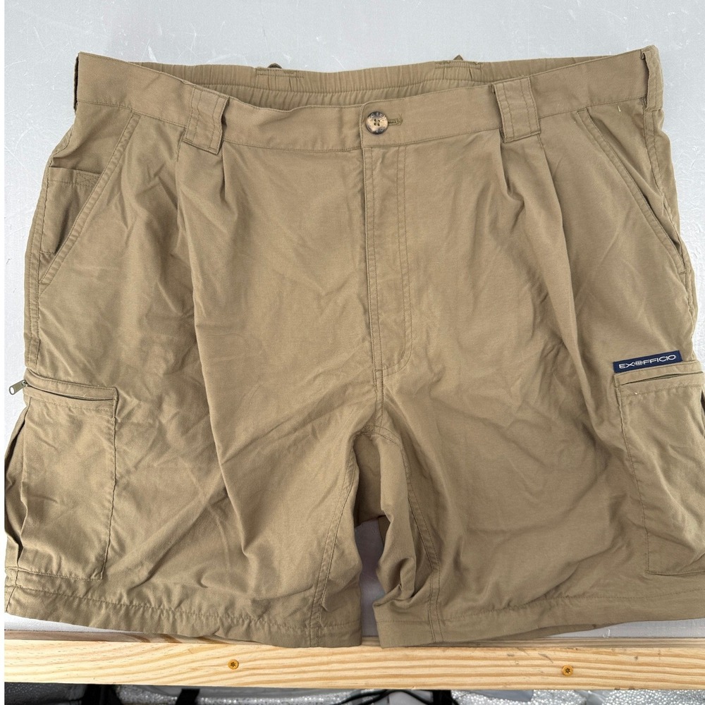 ExOfficio Mens XL Amphi Cargo Shorts Khaki Tan Nylon Hiking Outdoor Travel 12399